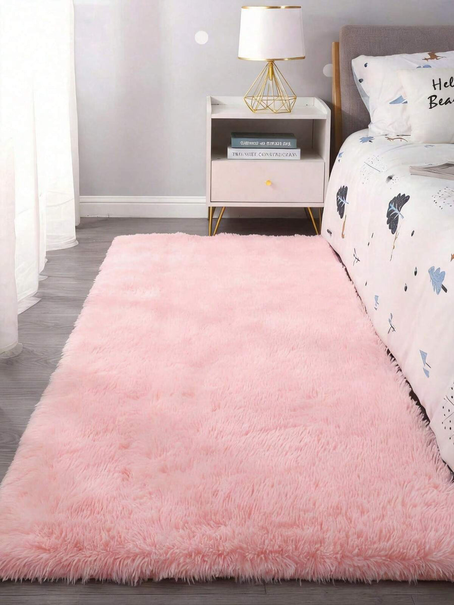 Soft Long Pile Carpet, Suitable For Bedroom & Living Room, Pink Fluffy Plush, Lightweight, Long Fur, Non-Shedding, Ideal For Girls Room Home Decor